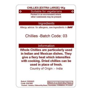 CHILLIES WHOLE EXTRA LARGE KG