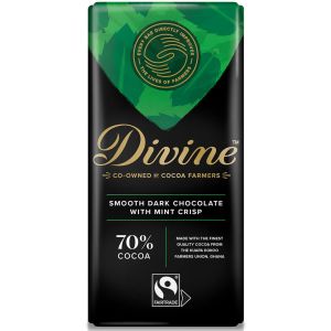 DIVINE 70% DARK CHOCOLATE WITH MINT CRISP 15X90G
