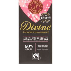 DIVINE 60% DARK CHOCOLATE WITH PINK HIMALAYAN SALT 15X90G