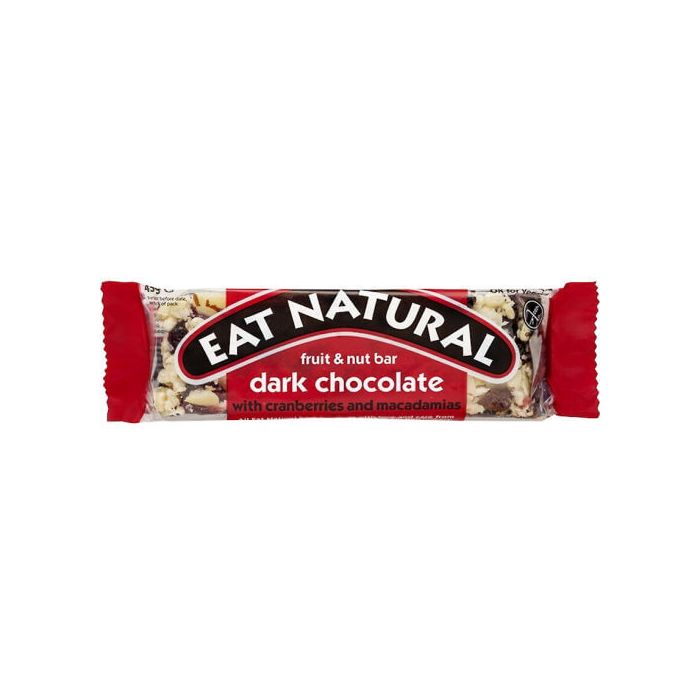 EAT NATURAL DARK CHOCOLATE COATED CRANBERRY MACADAMIA BAR 12X45G