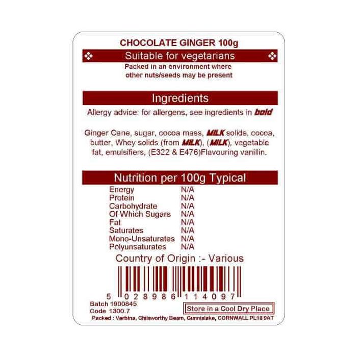 BAYTREE PLAIN CHOCOLATE GINGER 100G