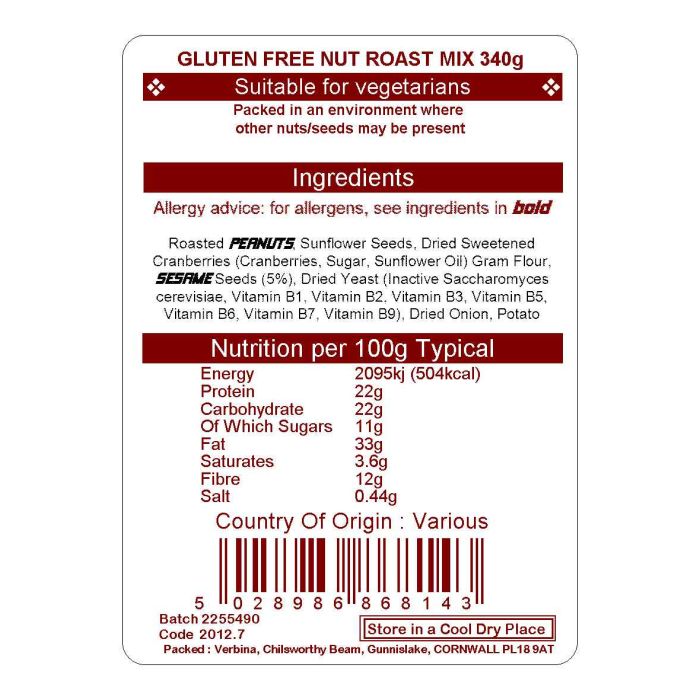 NUT ROAST MIX GLUTEN FREE 340G