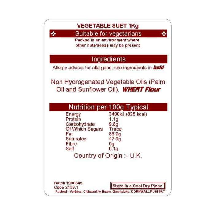 VEGETABLE SUET NON HYDROGENATED   1KG