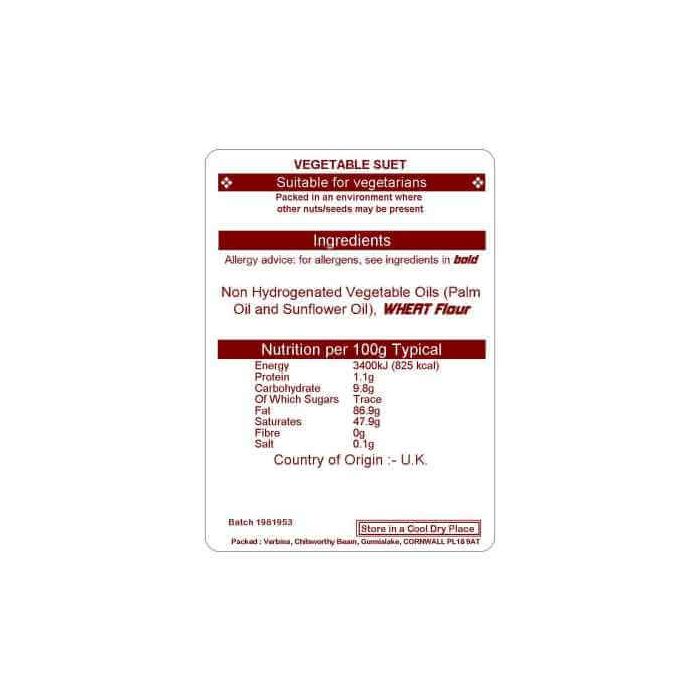 VEGETABLE SUET NON HYDROGENATED 12.5KG