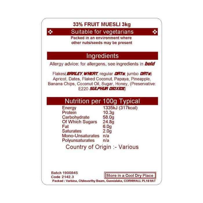 33% FRUIT MUESLI 3KG