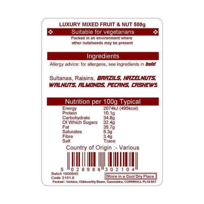 LUXURY MIXED NUTS & FRUIT 500G