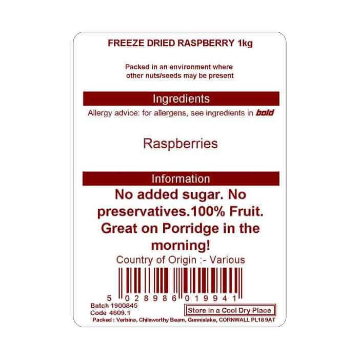 FREEZE DRIED RASPBERRY PIECES 1KG