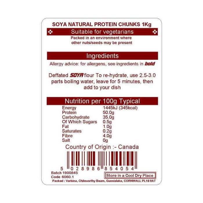 SOYA PROTEIN NATURAL CHUNKS 1KG