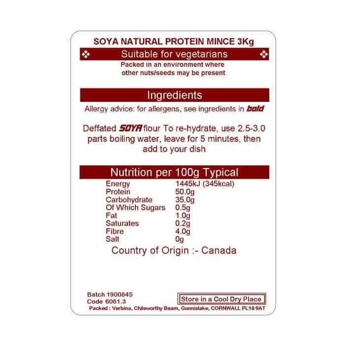 SOYA PROTEIN NATURAL MINCE 3KG