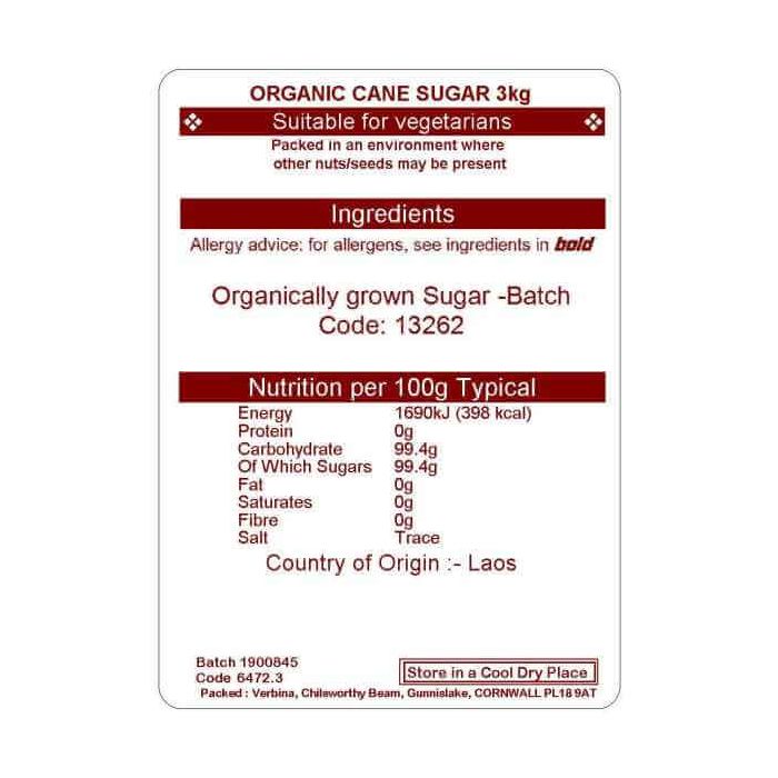 CANE SUGAR ORG 3KG