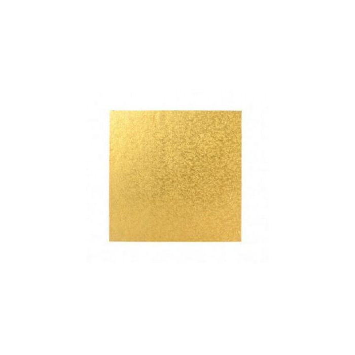 CAKE BOARD DOUBLE THICK SQUARE GOLD 225MM QTY:50