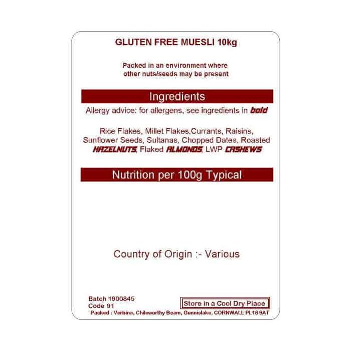 MUESLI GLUTEN FREE  10KG