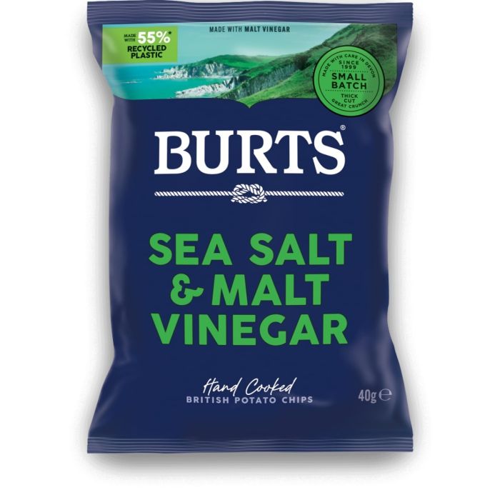 BURTS SEA SALT & MALT VINEGAR 20 X 40G (ORANGE)