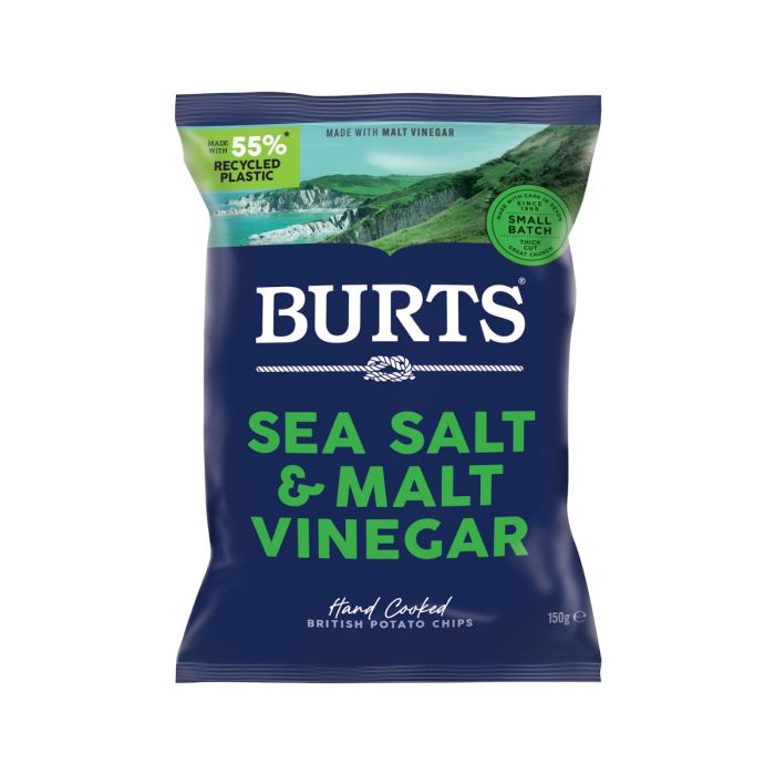 BURTS SEA SALT &  MALT VINEGAR 10 X 150G (ORANGE)