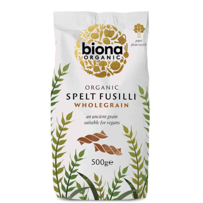 BIONA SPELT WHOLEGRAIN FUSILLI ORGANIC 500G X 10