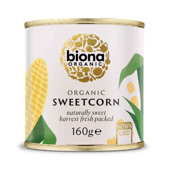 BIONA SWEETCORN ORGANIC -  NO ADDED SUGAR 12 X 160G