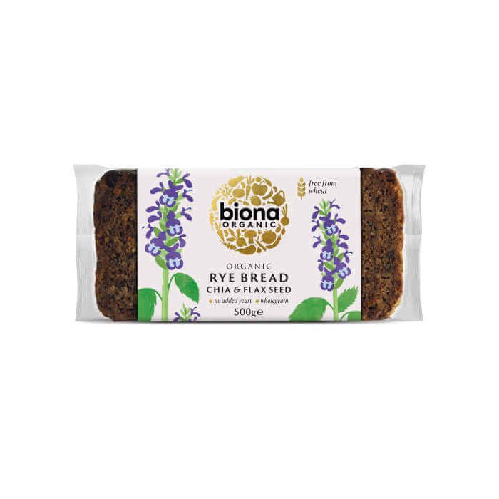 BIONA RYE CHIA & FLAX BREAD ORGANIC 500G X 7