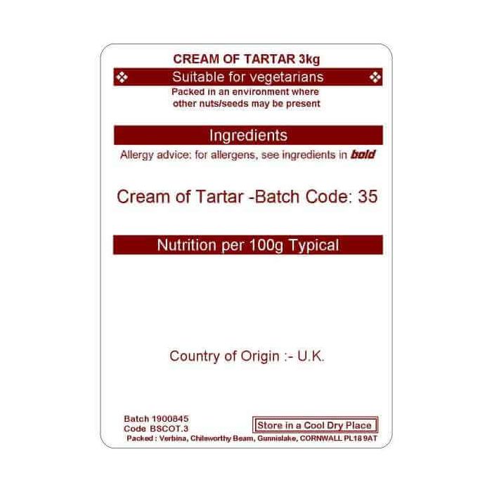 CREAM OF TARTAR 3KG