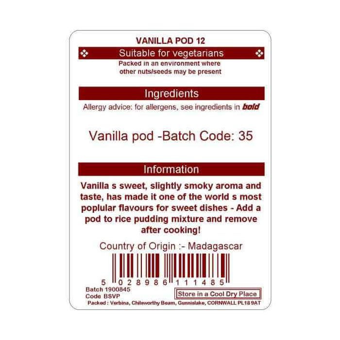 VANILLA PODS 12 IN NUMBER