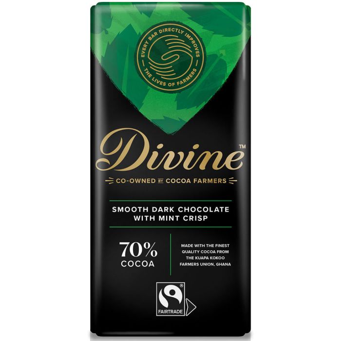 DIVINE 70% DARK CHOCOLATE WITH MINT CRISP 15X90G