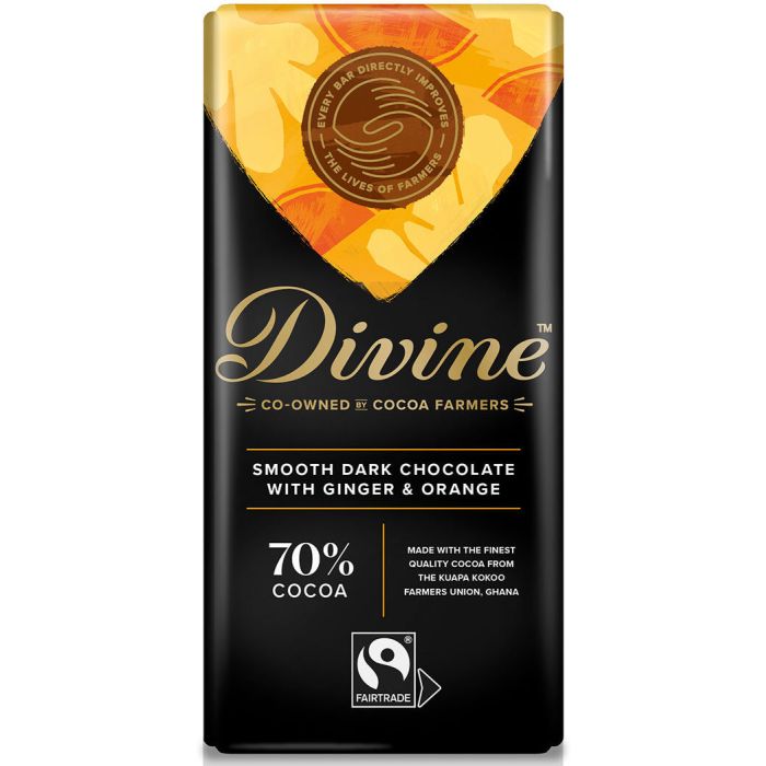 DIVINE 70% DARK CHOCOLATE WITH GINGER & ORANGE 5X90G