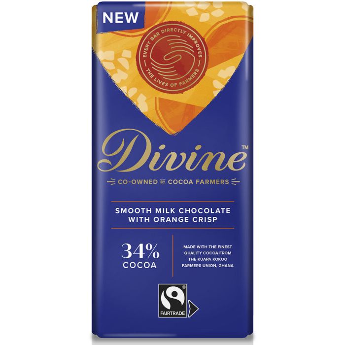 DIVINE 34% MILK CHOCOLATE WITH ORANGE CRISP 15X90G