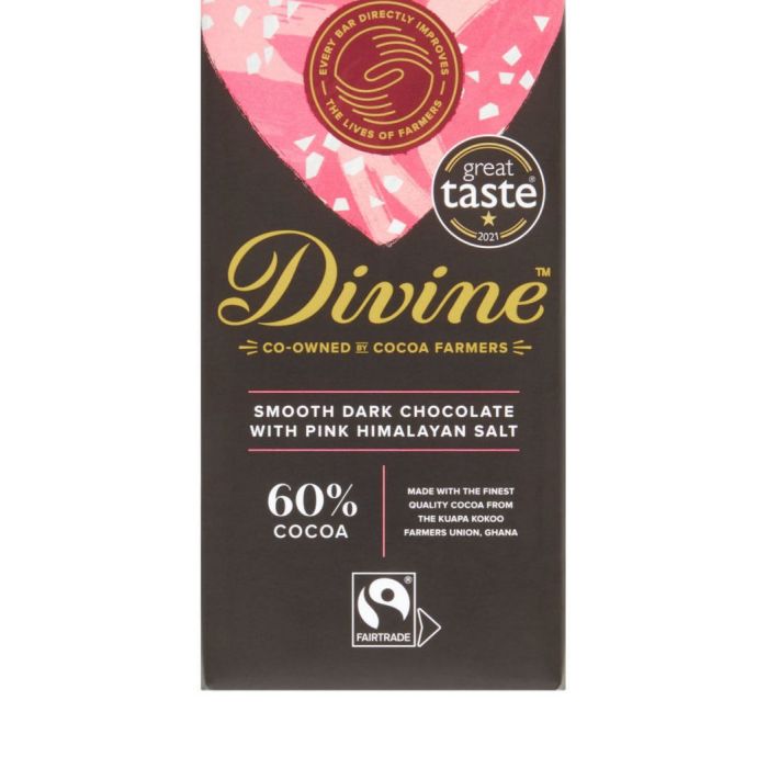 DIVINE 60% DARK CHOCOLATE WITH PINK HIMALAYAN SALT 5X90G