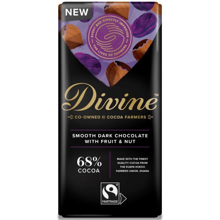 DIVINE 68% DARK CHOCOLATE WITH FRUIT AND NUT 15X90G