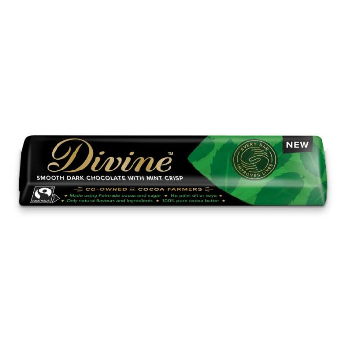DIVINE 70% DARK CHOCOLATE WITH MINT CRISP 30X35G