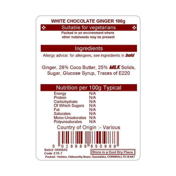 BAYTREE WHITE CHOC GINGER 100G