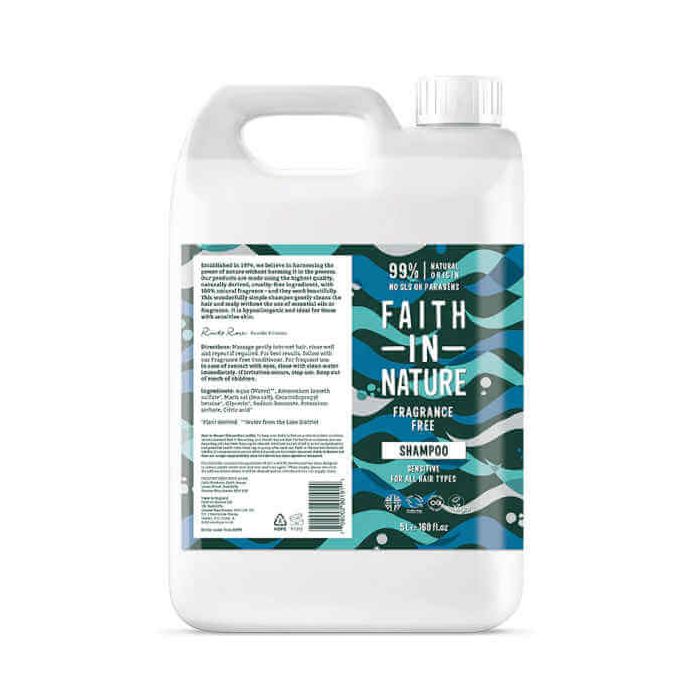 FAITH SHAMPOO FRAGRANCE FREE 5LTR