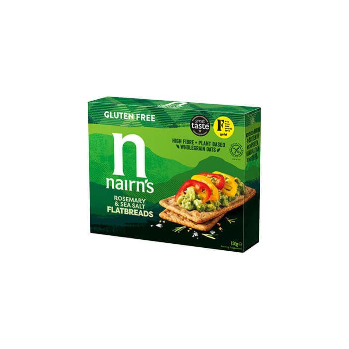 NAIRNS GLUTEN FREE ROSEMARYT & SALT FLATBREADS 6 X 150G