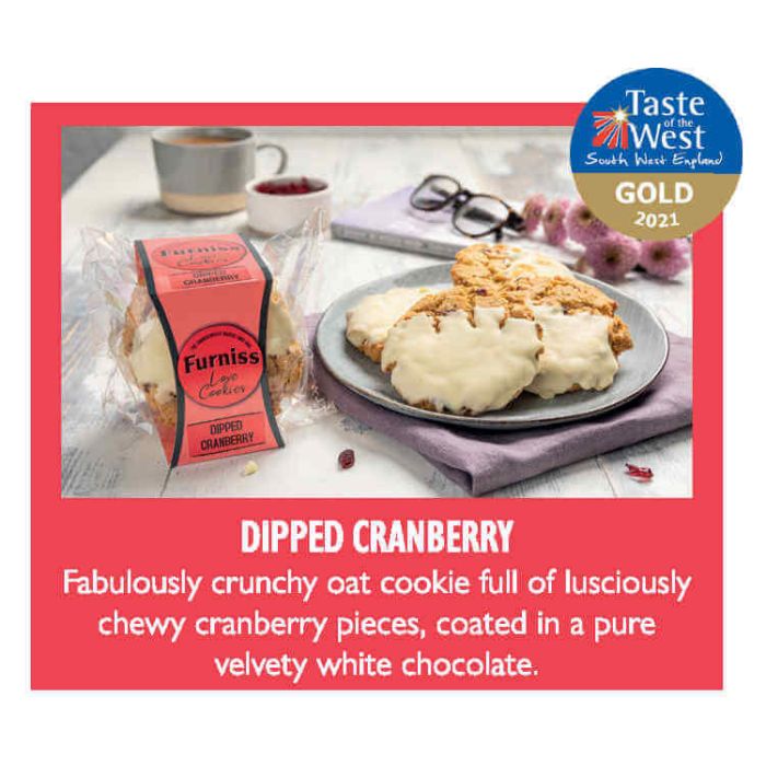 FURNISS LOVE COOKIES DIPPED WHITE CHOC CRANBERRY 12X200G