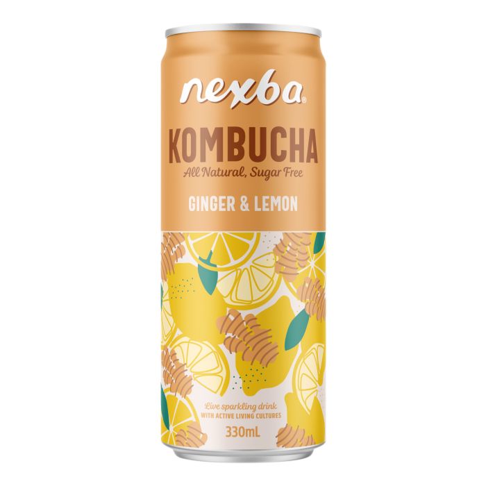 NEXBA KOMBUCHA GINGER & LEMON CAN 12X330ML