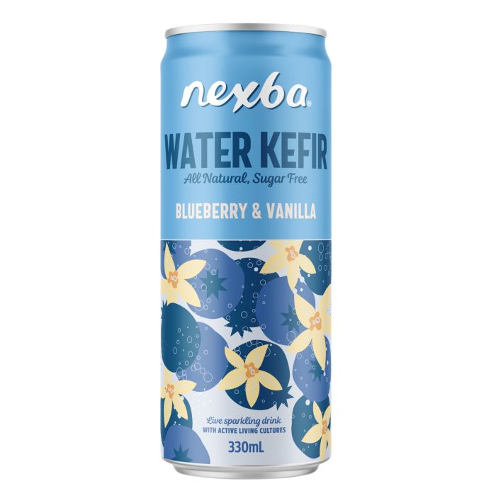 NEXBA WATER KEFIR BLUEBERRY & VANULLA CAN 12X330ML