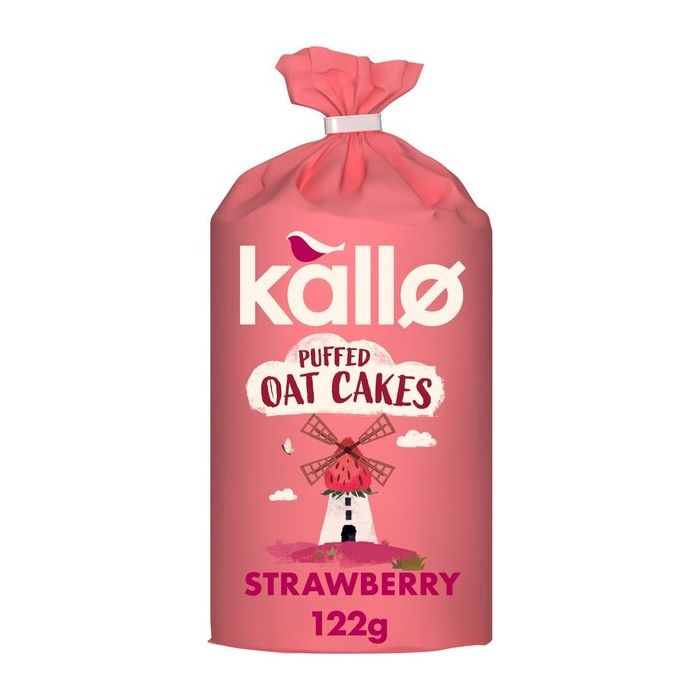 KALLO STRAWBERRY PUFFED RICE CAKES 122G X 6