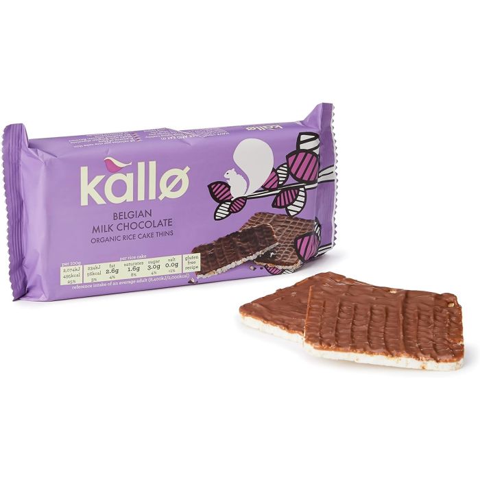 KALLO MILK CHOC THIN RICECAKE 22X75G