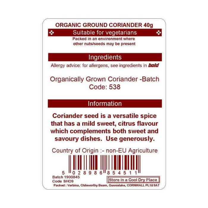 CORIANDER GROUND 40G (ORGANIC)