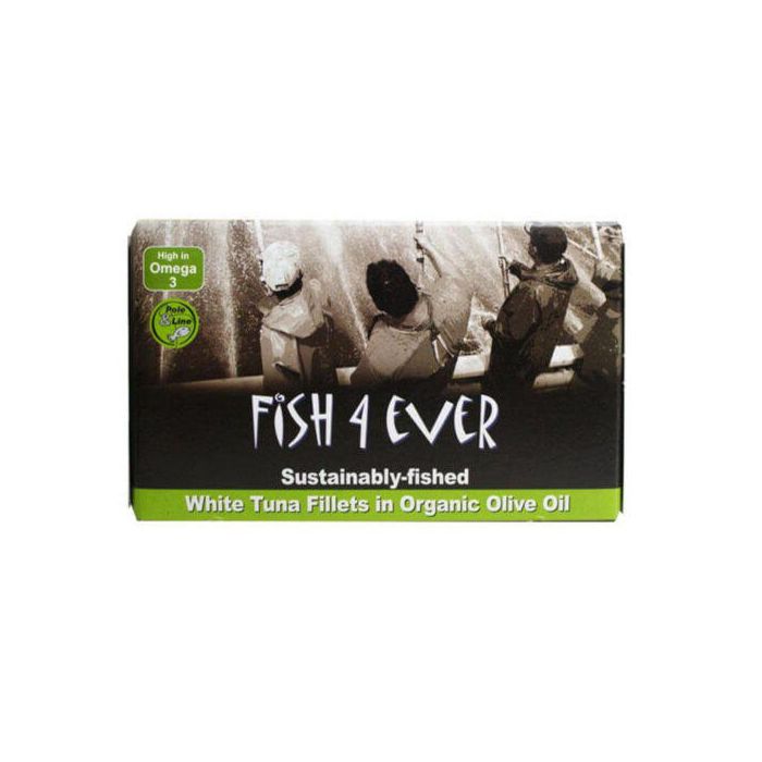 FISH 4 EVER WHITE TUNA FISH IN ORGANIC OLIVE OIL 120G X 10