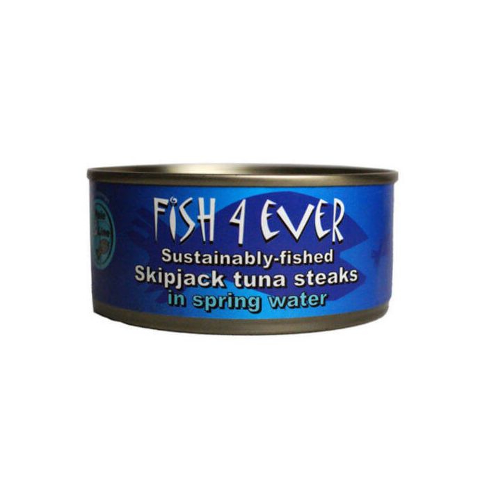 FISH 4 EVER SKIPJACK TUNA STEAKS IN SPRING WATER 160G X 15