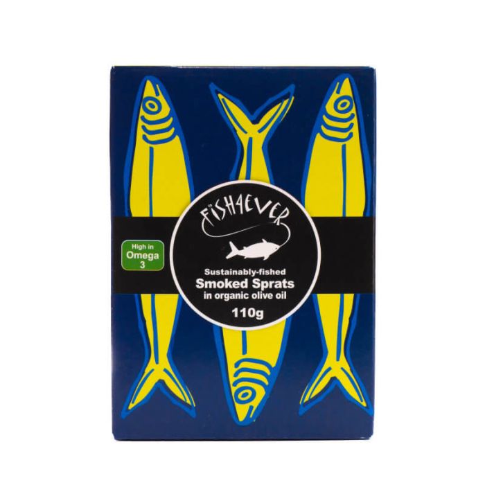 FISH4EVER SMOKED SPRATS IN ORG EV OLIVE OIL 110G X 12