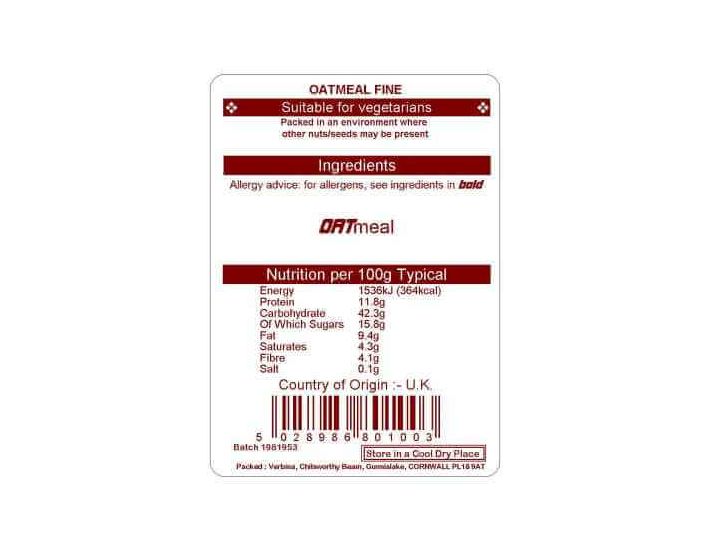 OATMEAL FINE 25KG