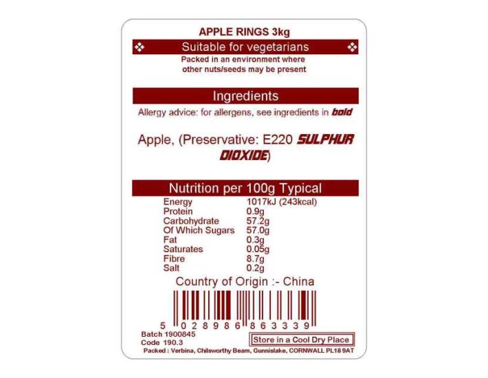 APPLE RINGS 3KG