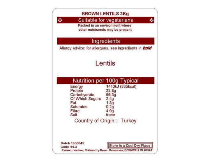 LENTILS BROWN 3KG