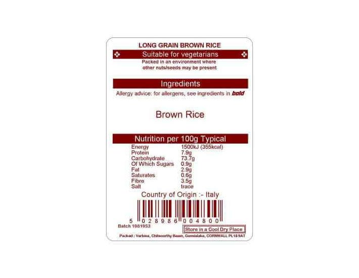 RICE BROWN LONG GRAIN 25KG