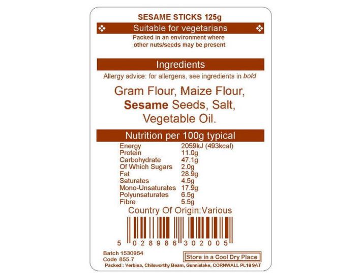 SESAME STICKS 125G